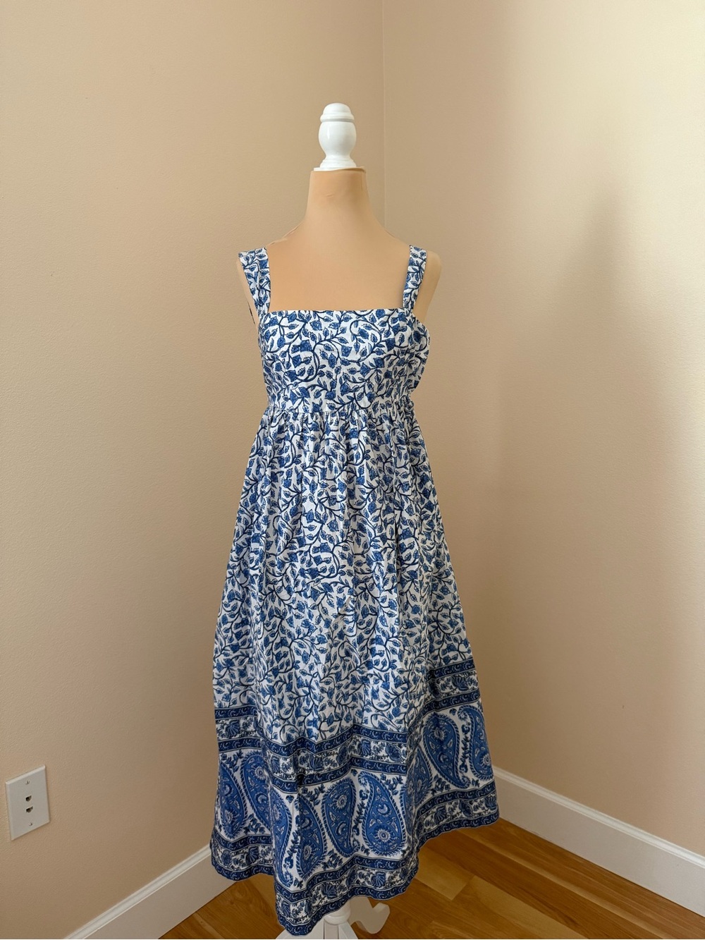 J.Crew Blue Floral Cotton Midi Dress NWT P00